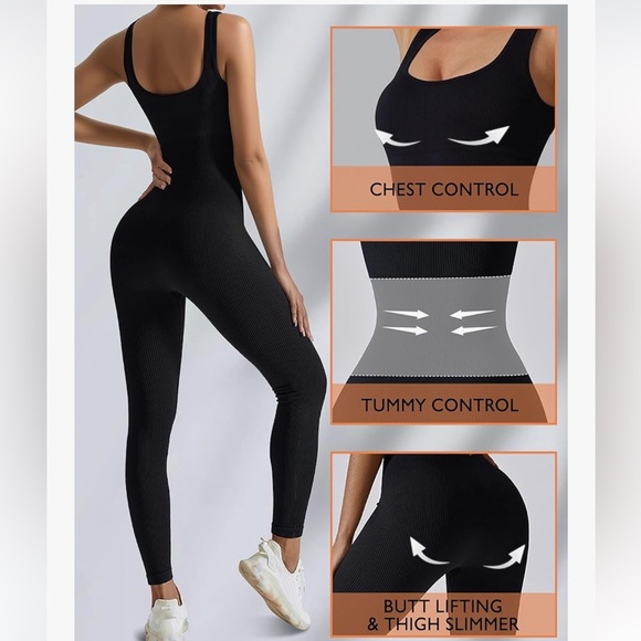 Ribbed Black Sleeveless Jumpsuit - Picture 5 of 8